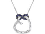 1/6 Carat (ctw) Sapphire Heart Infinity Pendant Necklace in 10K White Gold with Chain