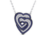1.45 Carat (ctw) Lab-Created Blue Sapphire and White Sapphire Heart Pendant Necklace in Sterling Silver with chain