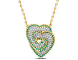 1.40 Carat (ctw) Lab-Created Emerald and White Sapphire Heart Pendant Necklace in Yellow Sterling Silver with chain