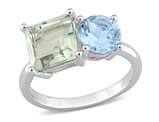 3.80 Carat (ctw) Green Quartz and Sky Blue Topaz Ring in Sterling Silver
