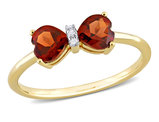 1.00 Carat (ctw) Garnet Heart Bow Ring in 10K Yellow Gold