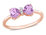4/5 Carat (ctw) Amethyst Heart Bow Ring in 10K Yellow Gold