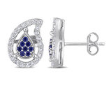 3/5 Carat (ctw) Lab-Created Blue Sapphire and White Topaz Drop Earrings in Sterling Silver