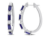 3.60 Carat (ctw) Lab-Created Blue and White Sapphire Hoop Earrings in Sterling Silver