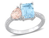 2.65 Carat (ctw) Sky-Blue Topaz and Morganite Ring in Sterling Silver