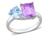 3.65 Carat (ctw) Sky-Blue Topaz and Pink Amethyst Ring in Sterling Silver