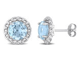 4.70 Carat (ctw) Blue Topaz Halo Earrings in Sterling Silver