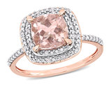 1.65 Carat (ctw) Morganite Double Halo Ring in 14K Rose Gold with Diamonds