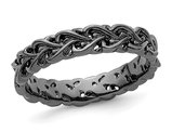 Sterling Silver Black Plated Carved Band Ring