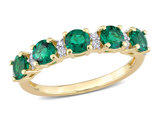 1.42 Carat (ctw) Lab-Created Emerald and White Sapphire Ring Band in Yellow Plated Sterling Silver