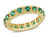 1.44 Carat (ctw) Lab-Created Emerald Eternity Band Ring in Yellow Plated Sterling Silver
