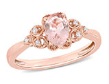 3/4 Carat (ctw) Morganite Filigree Ring in 10K Rose Pink Gold with Diamonds