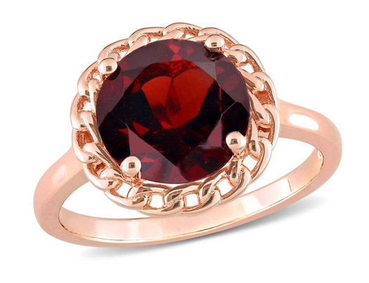 3.00 Carat (ctw) Garnet Ring in Rose Plated Silver