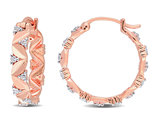 3/4 Carat (ctw) White Topaz Hoop Earrings in Rose Plated Sterling Silver