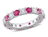 3.70 Carat (ctw) Lab-Created Ruby and White Sapphire Eternity Band Ring in Sterling Silver