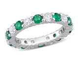 3.20 Carat (ctw) Lab-Created Emerald and White Sapphire Eternity Band Ring in Sterling Silver