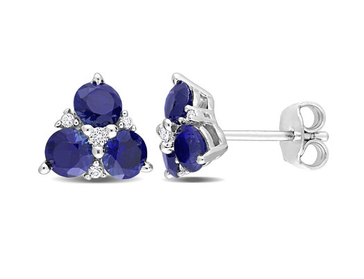 1.80 Carat (ctw) Lab-Created Blue & White Sapphire Earrings in Sterling Silver