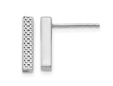 14K White Gold Textured Bar Stick Post Earrings