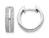 1/5 Carat (ctw) Diamond 2-Row Huggy Hoop Earrings in 10K White Gold