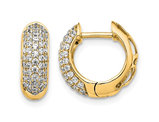 3/4 Carat (ctw) Diamond Huggie Hoop Earrings in 10K Yellow Gold