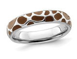 Sterling Silver Polished Enameled Animal Print Band Ring