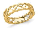 14K Yellow Gold Cut-Out Polished Heart Ring Band (SIZE 7)