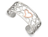 Polished Stainless Steel Hearts Cuff Bangle Bracelet