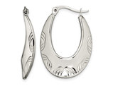 Stainless Steel Textured Patterned Hoop Earrings