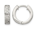 Sterling Silver Floral Cut-Out Hinged Hoop Earrings