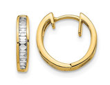 1/5 Carat (ctw) Baguette Diamond Hoop Earrings in 10K Yellow Gold
