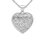 Sterling Silver Puffed Swirl Heart Pendant Necklace with Chain