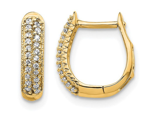 1/7 Carat (ctw) Diamond Huggy Hoop Earrings in 10K Yellow Gold