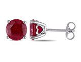 4.80 Carat (ctw) Lab-Created Round Ruby Solitaire Earrings in Sterling Silver (8mm)