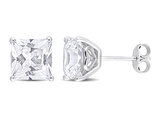 6.10 Carat (ctw) Lab-Created White Sapphire Square Solitaire Earrings in Sterling Silver (8mm)