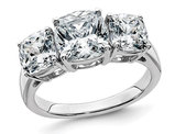3.70 Carat (ctw) Synthetic Moissanite Three-Stone Ring in 14K White Gold