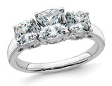 2.35 Carat (ctw) Synthetic Moissanite Three-Stone Ring in 14K White Gold