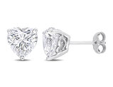 4.50 Carat (ctw) Lab-Created White Sapphire Heart Solitaire Earrings in Sterling Silver (8mm)