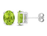 3.80 Carat (ctw) Peridot Oval Stud Earrings in Sterling Silver