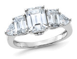 2.80 Carat (ctw) Synthetic Moissanite Emerald-Cut Engagement Ring in 14K White Gold