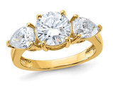 3.10 Carat (ctw) Synthetic Moissanite Three Stone Ring in 14K Yellow Gold