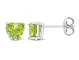 1.68 Carat (ctw) Peridot Heart Stud Earrings in Sterling Silver