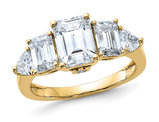 1.90 Carat (ctw) Synthetic Moissanite Emerald-Cut Engagement Ring in 14K Yellow Gold