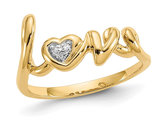 10K Yellow Gold LOVE Ring with Diamond Accent (Size 7)