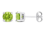 1.50 Carat (ctw) Green Peridot Solitaire Stud Earrings in Sterling Silver (6mm)