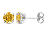 1.50 Carat (ctw) Citrine Solitaire Stud Earrings in Sterling Silver (6mm)