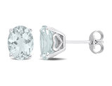 3.00 Carat (ctw) Aquamarine Oval Stud Earrings in Sterling Silver