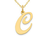 10K Yellow Gold Fancy Script Initial -C- Pendant Necklace Charm with Chain