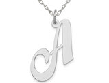 Sterling Silver Fancy Script Initial -A- Pendant Necklace Charm with Chain