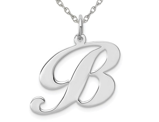 Sterling Silver Fancy Script Initial -B- Pendant Necklace Charm with Chain