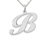 Sterling Silver Fancy Script Initial -B- Pendant Necklace Charm with Chain